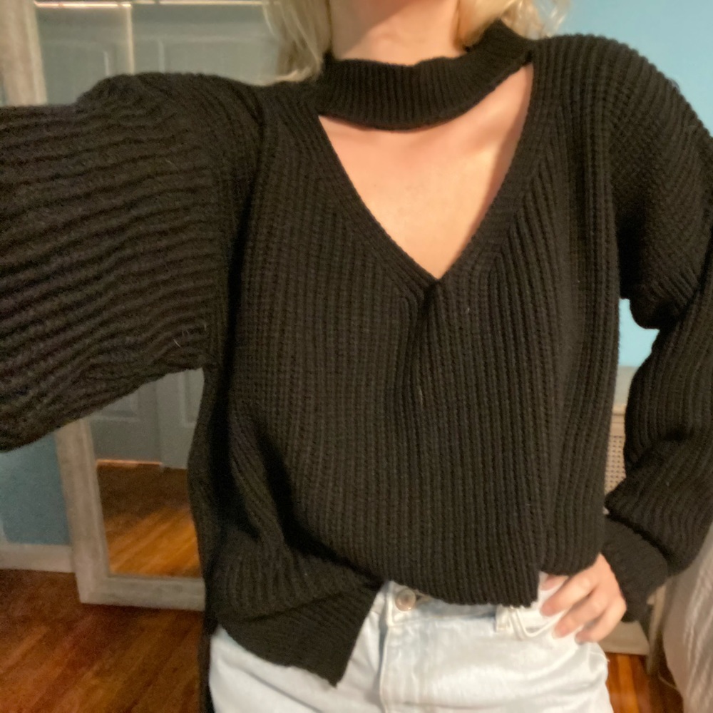 Black knitted oversized sweater